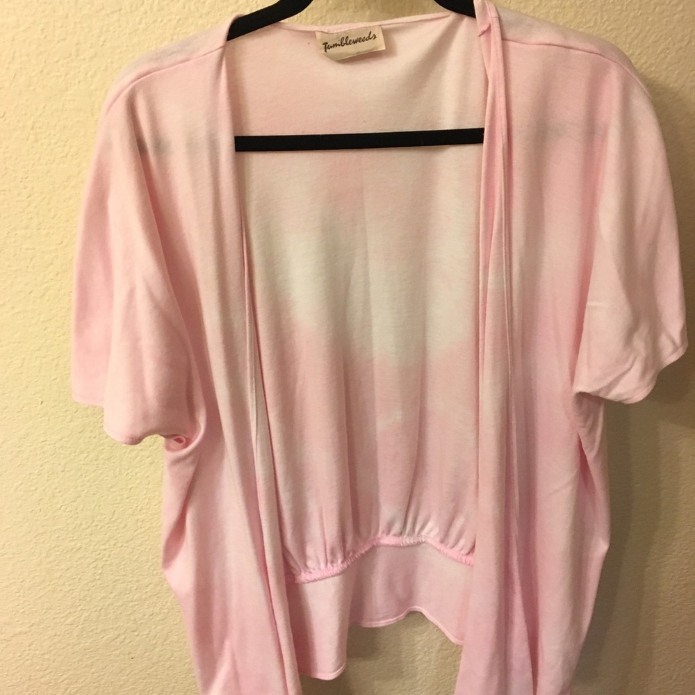 Light pink and cream tiedie short sleeve cardigan